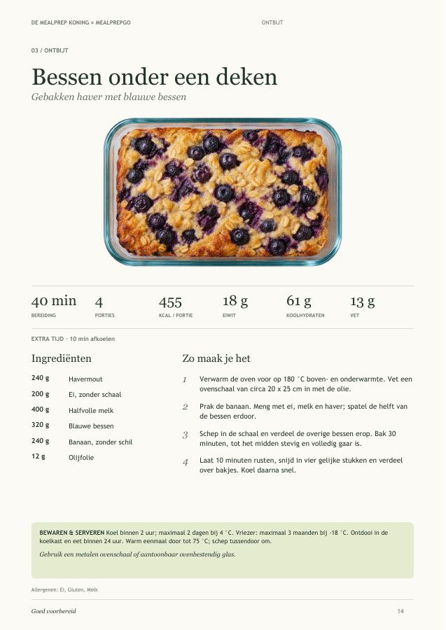 Inkijkpagina met een ontbijtrecept